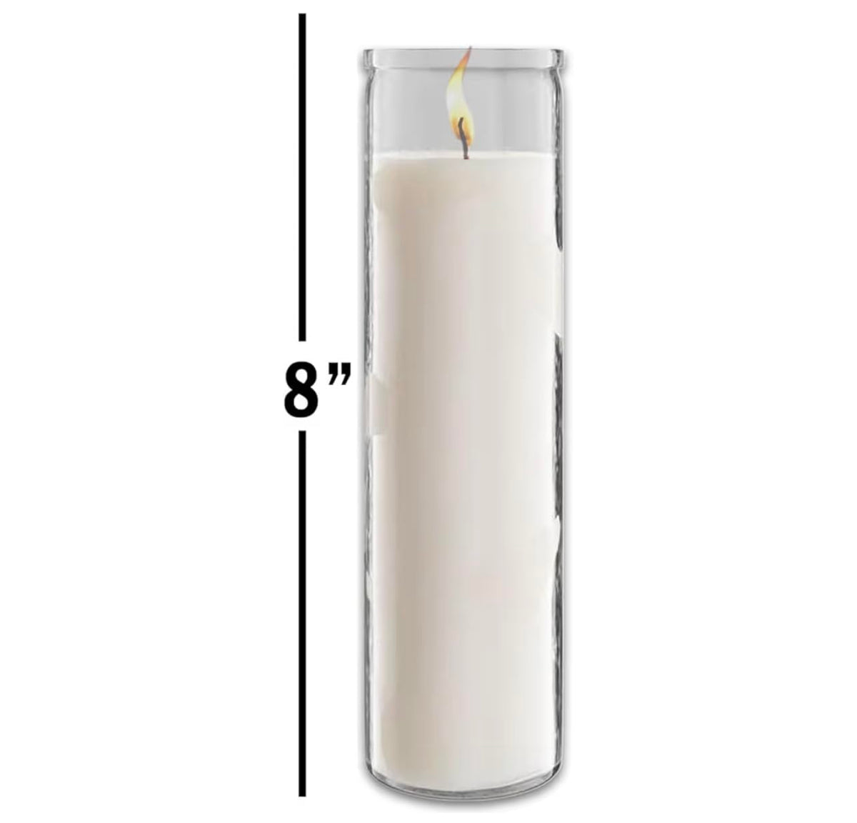White Prayer Glass Candle, 8 Inch, 12 Pack, Devotional for Vigils, Ceremonies