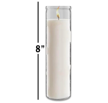 White Prayer Glass Candle, 8 Inch, 12 Pack, Devotional for Vigils, Ceremonies