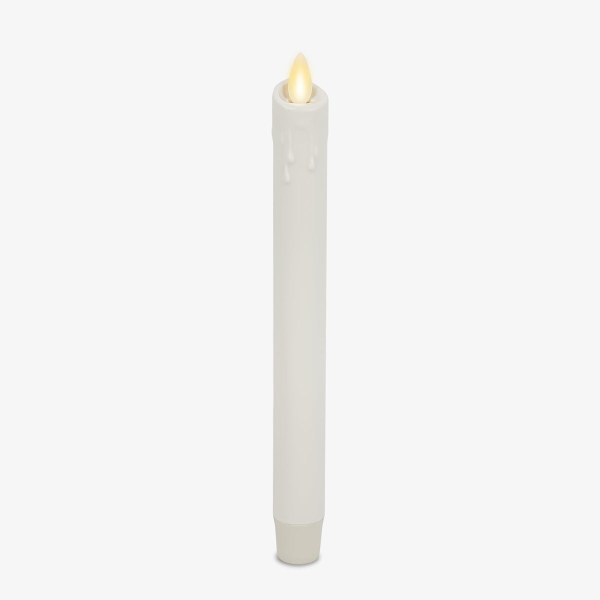 Luminara White Single Wax Drip Flameless Candle Tapers (1 x 9.5 inch), Moving Flame LED Candle Unscented Real Wax with Dripped Top Timer Function, Table, Mantel, Holiday Decoration