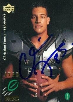 Sports Memorabilia Christian Fauria Autographed Football Card (Seattle Seahawks) 1995 Upper Deck No.22 Star Rookie