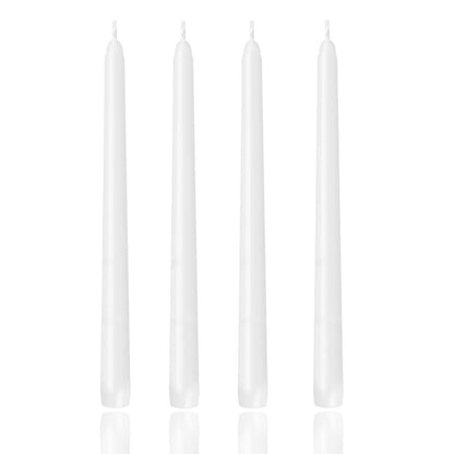 10 inch Taper Candles,Set of 4 Tapered Candle, Tall Candlesticks,Conical Stick Candles,Smokeless,for Home Dinner, Party, Wedding, Halloween, Christmas (White, 10inch)