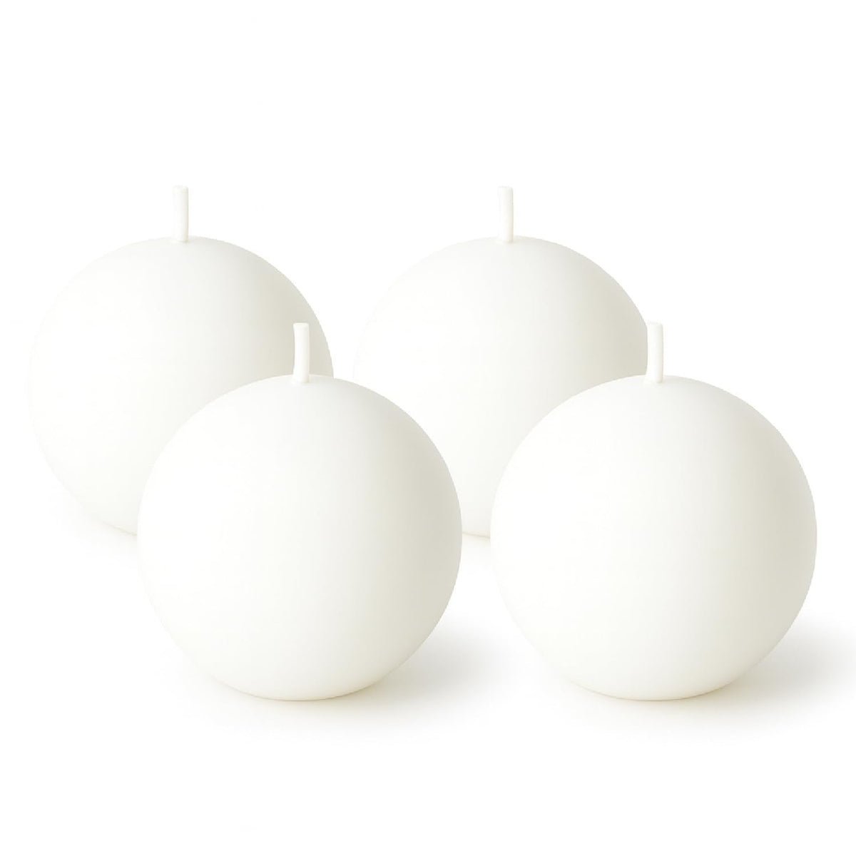 Biedermann & Sons White Round Candles (Set of 4), Unscented Dripless Balls, 2.5" Spheres, 8 Hour Burn, for Dinner Tables and Special Occasions