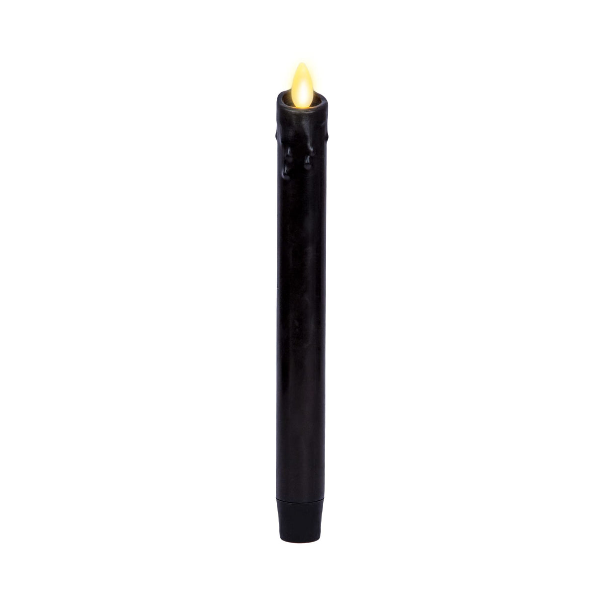 Luminara Black Single Wax Drip Flameless Candle Tapers (1 x 9.5 inch), Moving Flame LED Candle Unscented Real Wax with Dripped Top Timer Function, Table, Mantel, Holiday Decoration