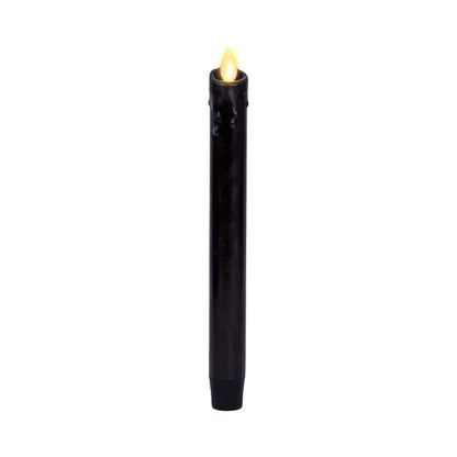Luminara Black Single Wax Drip Flameless Candle Tapers (1 x 9.5 inch), Moving Flame LED Candle Unscented Real Wax with Dripped Top Timer Function, Table, Mantel, Holiday Decoration