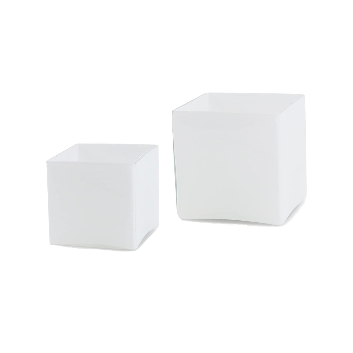 WGV Cube Glass Vase Bulk, Candle Holder, 6"x6"x6", White Elegant Floral Accent Container Planter Terrarium Wedding Ceremony Event Home Decor, 6 Pieces, VCB0006WT