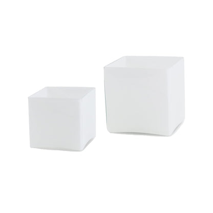 WGV Cube Glass Vase Bulk, Candle Holder, 6"x6"x6", White Elegant Floral Accent Container Planter Terrarium Wedding Ceremony Event Home Decor, 6 Pieces, VCB0006WT