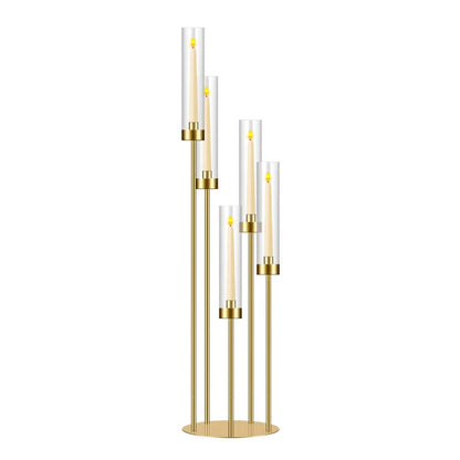 35in 1 Set Gold Candelabra Candle Centerpieces for Tables Candlesticks Holder Wedding Centerpieces Table Decorations Acrylic lampshade Fit 0.9" LED Candle