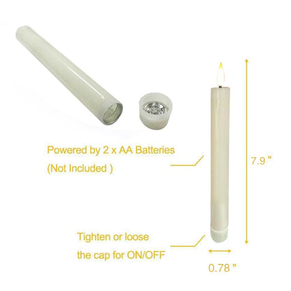 6Pcs Flameless Taper Candles with Remote Timer Dimmer, 8.9 inches Ivory Taper Candles Battery Operated, Plastic LED Candlesticks with Flickering Flame for Halloween Christmas Church Wedding