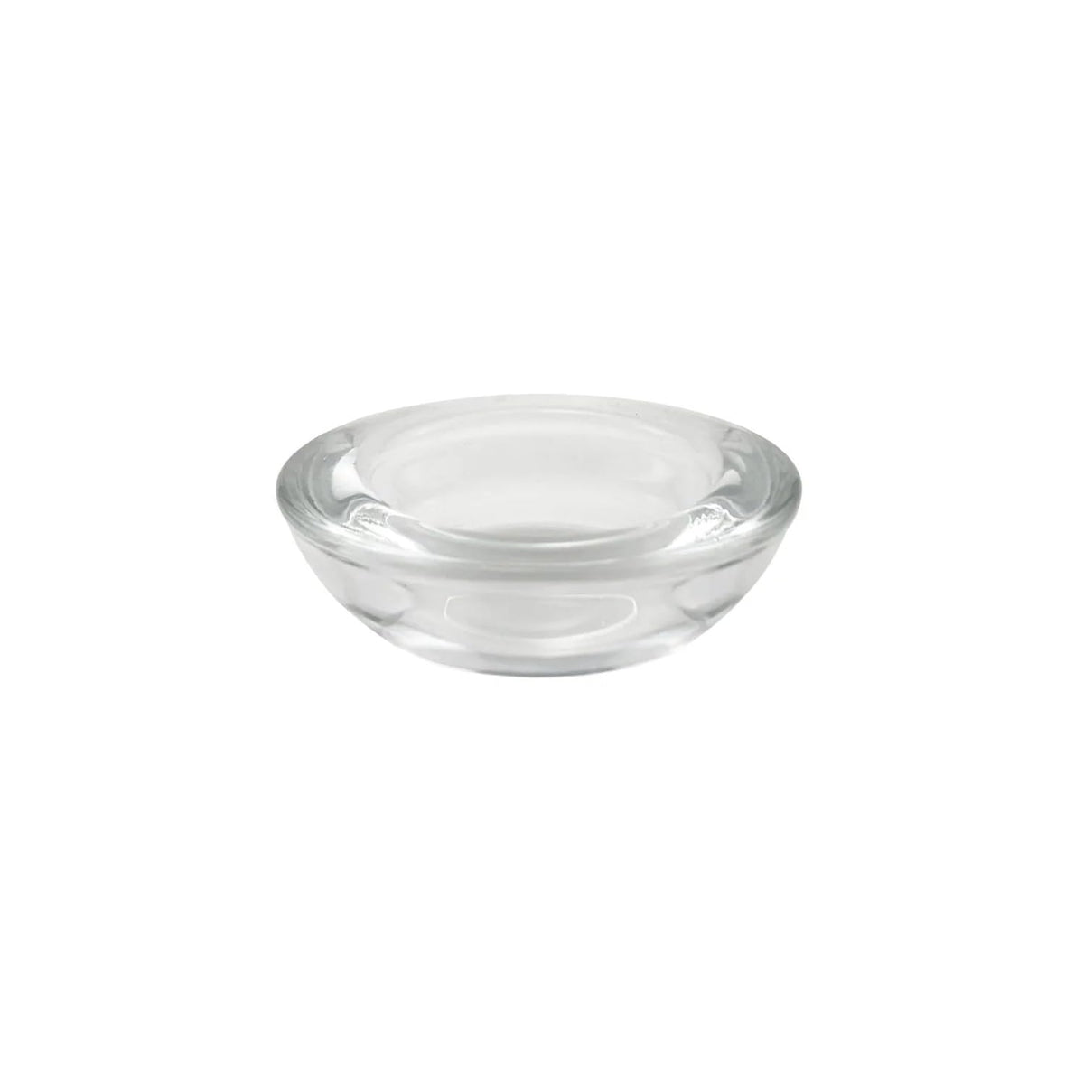 WGV Sturdy Tea Light Votive Candle Holder 3" W, Clear Heavy Thick Chubby Plate Bowl Glass, Small Accent Decor, 1 Pc