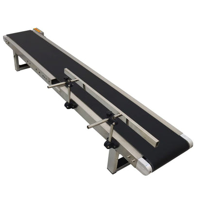 INTSUPERMAI PVC Desktop Conveyor Belt Systems Adjustable Speed PVC Belt Conveyor for Industrial Transport with Single Guardrail 59inch Length 7.8inch Width Black Belt 110V