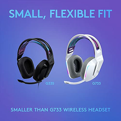 Logitech G335 Wired Gaming Headset, with Flip to Mute Microphone, 3.5mm Audio Jack, Memory Foam Earpads, Lightweight - Black