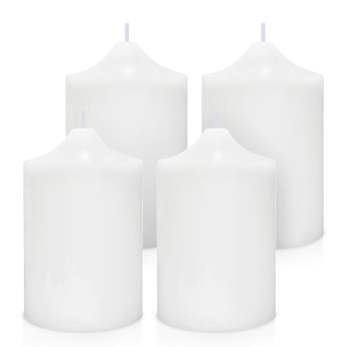 Set of 4 2x3 Inch White Pillar Candles, Dripless Unscented Cylinder Candles for Home Dinner Party Decoration - 24 Hours Burn Time
