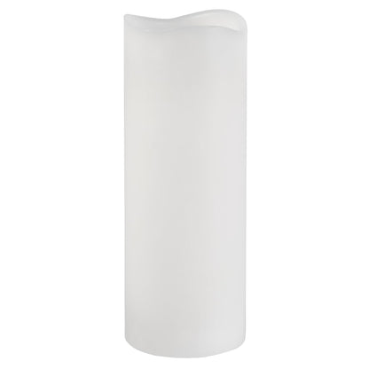 Mikasa 3x8 Inch White LED Wax Pillar Candle with Flickering Flame and Timer - Flameless Battery Operated Real Wax Candle for Home Decor, Weddings, Holidays, and Centerpiece Displays