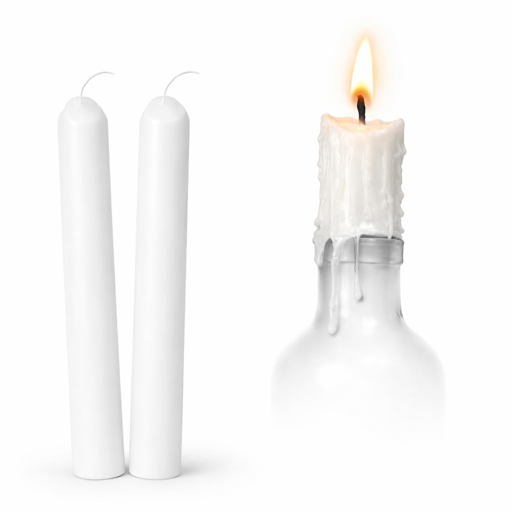 Funny Guy Mugs Drip Candles – 3 Pack White Dripping Wax Candles, 6.5” Unscented Tapers for Bottle Drip Décor & Statement Centerpiece