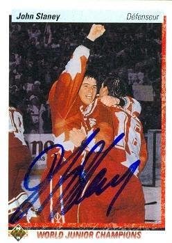 Sports Memorabilia Autograph Warehouse 67531 John Slaney Autographed Hockey Card Team Canada 1991 Upper Deck No. 457