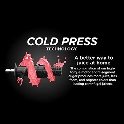 Ninja NeverClog Cold Press Juicer, Powerful Slow Juicer with Total Pulp Control, Countertop, Electric, 2 Pulp Functions, Dishwasher Safe, 2nd Generation, Charcoal, JC151