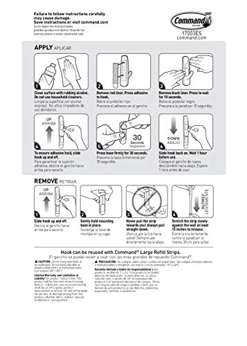 Command 5 lb Large Utility Hooks, 7 Wall Hooks and 12 Command Strips, Damage-Free Hanging with Adhesive Strips, No Tools for Hanging, Organization and Storage