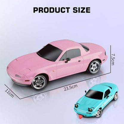 LDRC 1804 1/18 Scale Mini RC Drift Car with Gyro LED Lights RWD Full Proportional 2.4GHz Remote Control Racing Sport Drift Car Indoor Gift for Adult - RTR Version / 2 Battery