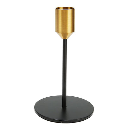 Black Gold Candlestick Holder, Elegant Brushed Iron Candle Stand, Romantic Decorative Metal Candle Holder with Slim Design for Weddings Home Decor and Gift Giving