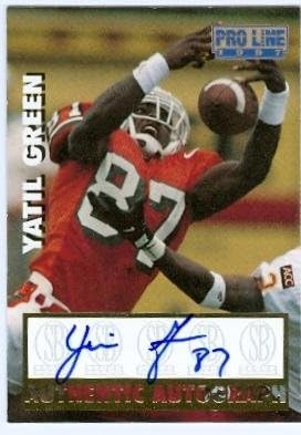 Sports Memorabilia Autograph Warehouse 270149 Yatil Green Autographed Football Card - University of Miami Hurricanes 67 1997 Score Board - No. YG1