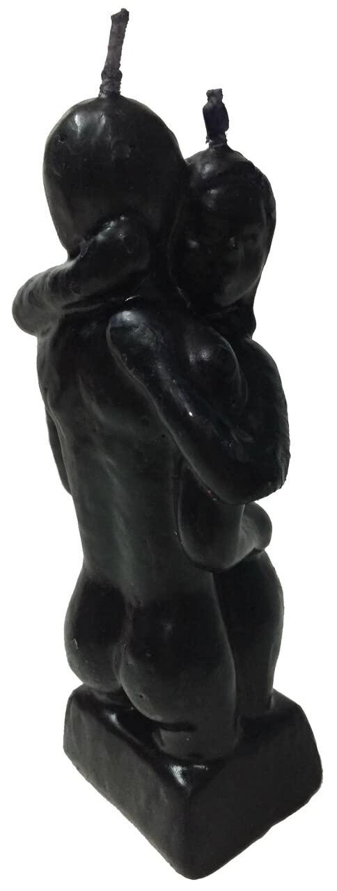 Adam & Eve - Love Ritual Candle: Couple Hugging Image - Fall in Love - 5 inches (Black)