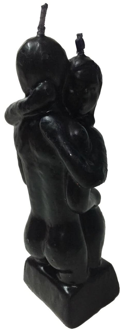Adam & Eve - Love Ritual Candle: Couple Hugging Image - Fall in Love - 5 inches (Black)