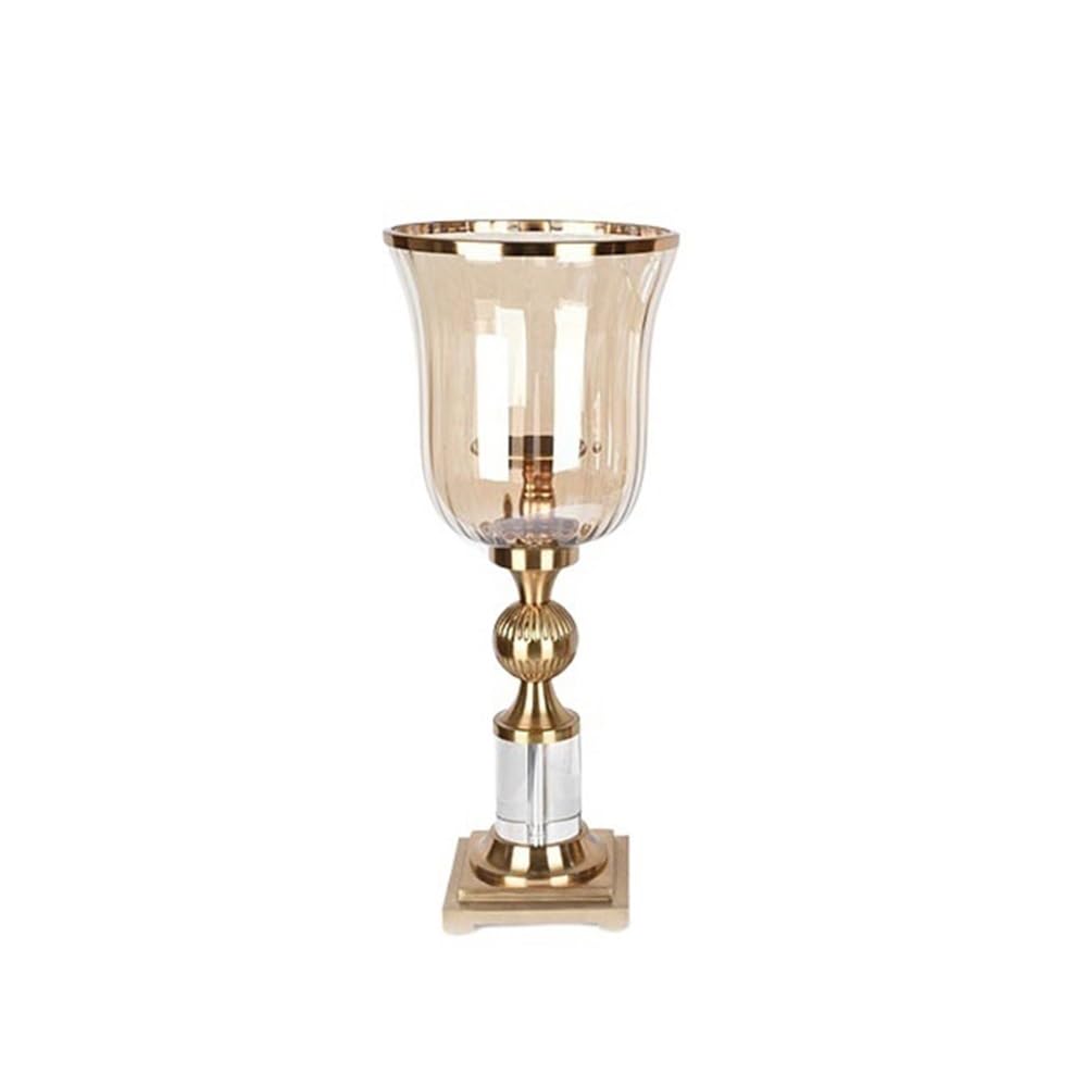 Candle Holders European Style Iron Candle Holder with Glass Lid, Creative Table Decoration Candle Holder Decorative Candlestick(Small)