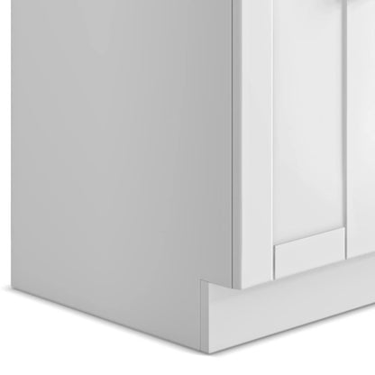 SIMPLIHOME Modern Wide Shaker All-in-One 24 inch Wide Utility Sink and Laundry Cabinet in Pure White Finish, Transitional Stainless Steel Sink Cabinet for Laundry Rooms with High-Arch Chrome Faucet