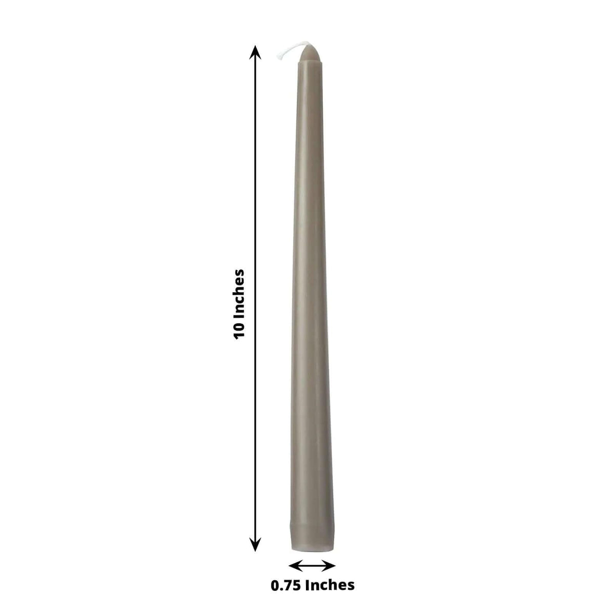 Tableclothsfactory 10" Tall Premium Quality Dripless Unscented Taupe Taper Candles Wedding Dinner Candles for Wedding Decoration Set of 12