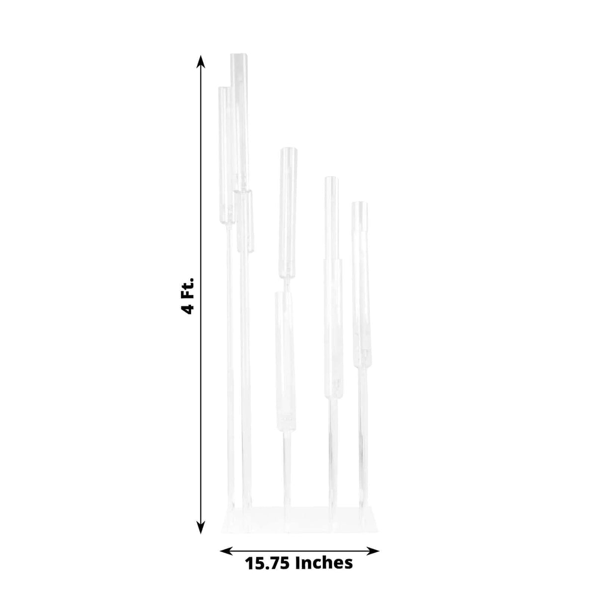 Efavormart 9 Arm Clear Acrylic Cluster Taper Candle Holder Candelabra, Pillar Candle Stick Stand with Square Base - 4ft Tall