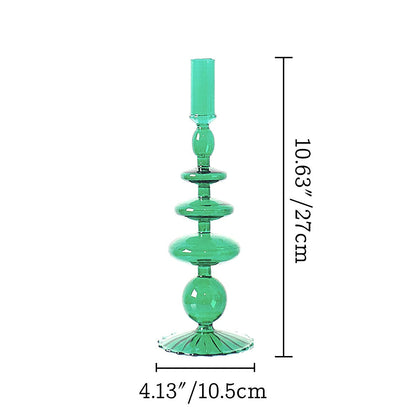 LKXHarleya Glass Candlesticks Holders, Retro Glass Candle Holder for Taper Candle Table Centerpiece Wedding Party Home Decoration, Green