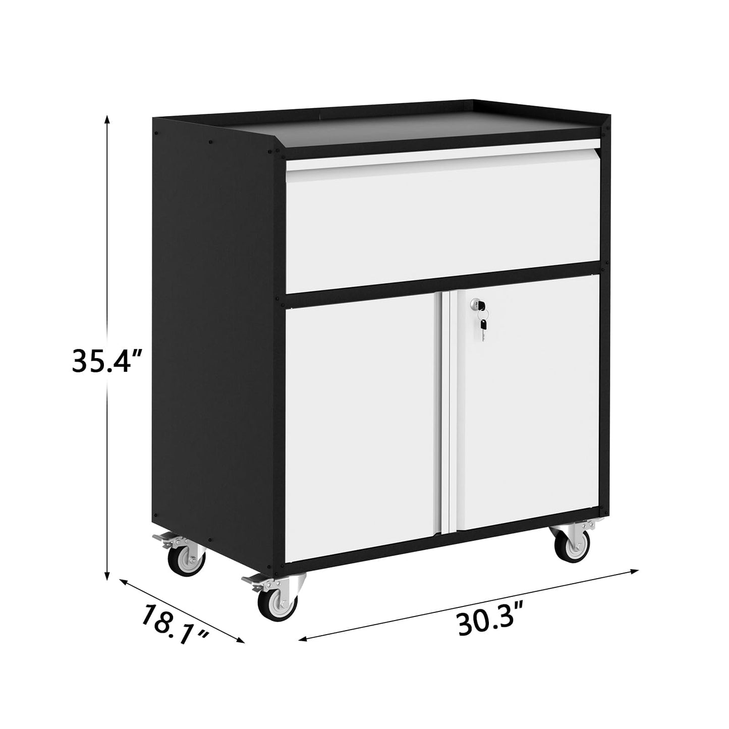 IDEALHOUSE Heavy Duty Rolling Tool Cabinet - Mobile Metal Storage with Lock, 4 Wheels & Adjustable Shelf for Garage Workshop Organization (Grey)