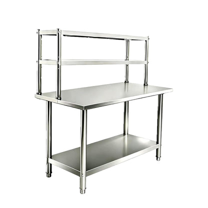 KUARBARR Stainless Steel Over Oven Shelf 12 x 36 Inch, Commercial 2 Tier Metal Over Table Shelf, 91 x 30 x 60 cm, 380 lbs Capacity for Restaurant, Kitchen, Garage & Workshop