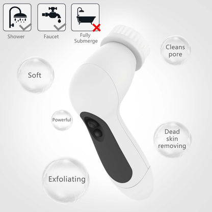 Waterproof Facial Cleansing Spin Brush Set with 5 Exfoliating Brush Heads - Electric Face Scrubber Cleanser Brush by CLSEVXY - Face Brush for Gentle Exfoliation and Deep Scrubbing