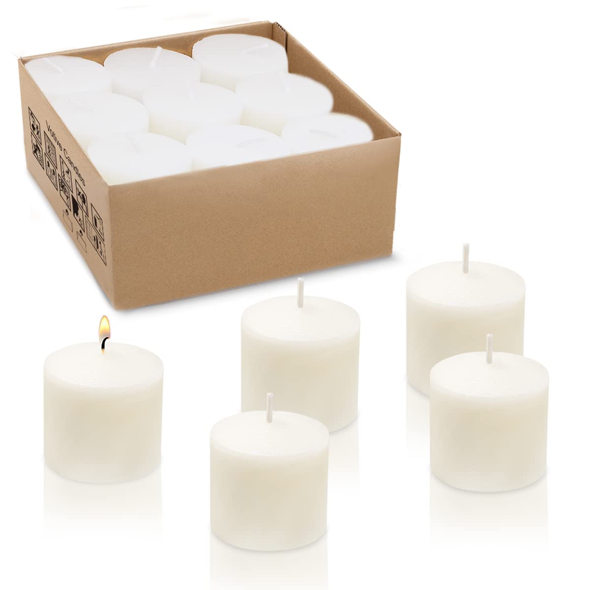 Mi Ka YIa 8 Hour Ivory Votive Candles for Weddings Party Spa & Emergency, Set of 9 Unscented Bulk Candles for Restaurants & Home Decoration, 1.25 Inch, 9 Pack