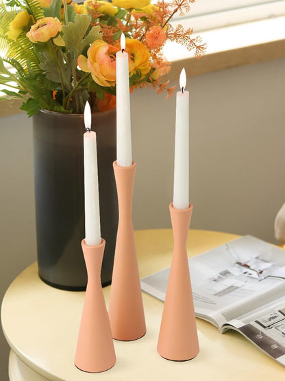 Vixdonos Taper Candle Holders Metal Candlestick Holders Set of 3 Table Mantel Decorative Candle Stand for Dinning,Party，Wedding,Home Decor(Pink Orange)