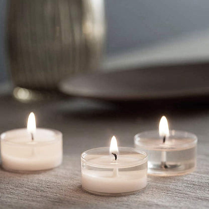 Spaas 24 Scented Clearlights, Tealights in Transparent Clear Cup, 4.5 Hours, Sensual Blush