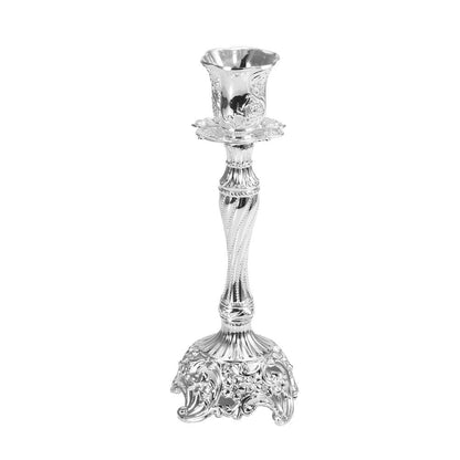 Generic Silver Metal Candlestick Holder Vintage European Style Candle Holder Set for Weddings Holidays Romantic Dinners Alloy 2 Pieces 7.3in