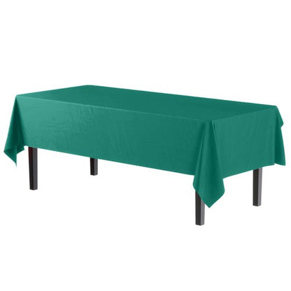 Exquisite Party Solids 6-Pack Premium Plastic Tablecloth 54in. x 108in. Rectangle Plastic Table Cover - Teal