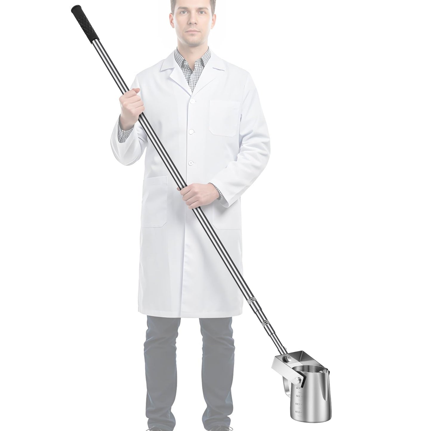 Maxdot 2 Pcs 3.6ft- 9.8 ft Telescopic Water Sampler Dipper, Pendulum Beaker Sample Ladle with Water Sampling, Pole Sampler Rod (550 Ml, Stainless Steel)