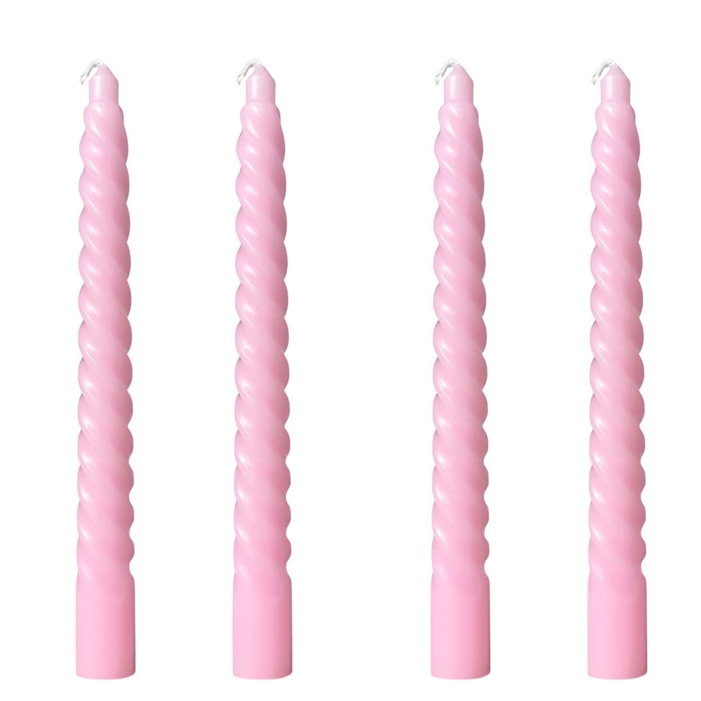 8 Inch Taper Spiral Candle Set of 4 Tapered Candles, 5 hrs,Smokeless,Tall Candlesticks, Home Dinner, Party, Wedding, Halloween, Christmas (4, Pink, 20cm)