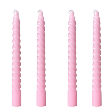 8 Inch Taper Spiral Candle Set of 4 Tapered Candles, 5 hrs,Smokeless,Tall Candlesticks, Home Dinner, Party, Wedding, Halloween, Christmas (4, Pink, 20cm)