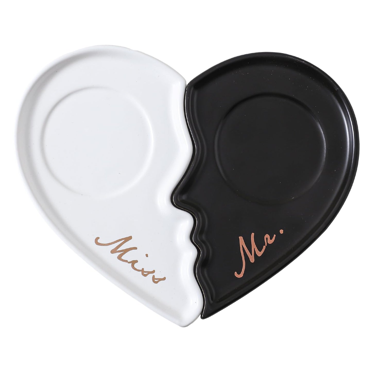 DELARLOCHEF 6Oz Mr and Mrs mug Heart Shaped Ceramic Mugs with Saucer & Golden Spoon. Perfect for Engagement, Wedding.Couple Mugs Graduation gifts father's day gifts