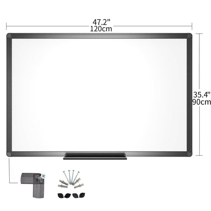 VIZ-PRO Magnetic Dry Erase White Board, 48 X 36 Inches, Black Aluminium Frame