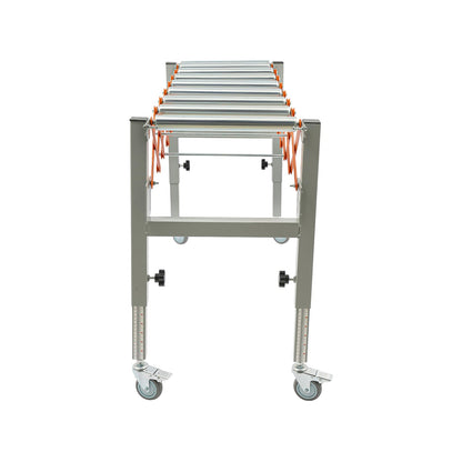 Adjustable Roller Conveyor 110LBS Telescopic Conveyor Roller Table with Scale Display & 2 Hooks Length 18'' to 51'' Height 20'' to 32'' Flexible Folding Turning Conveyor Belt 17'' Wide Conveyor Roller