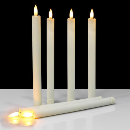 Sunjas 12PCS Flameless Taper Candles with 3D Flickering Flame Battery Operated Candles with 2 Remote with Button Cell Battery 10 Inch Ivory LED Candlesticks Window Candle for Christmas Home Decor