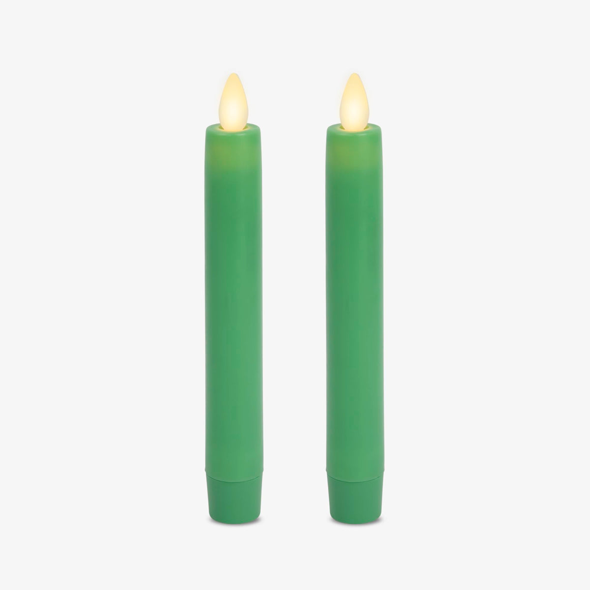 Luminara Set of 2 Flameless Candle Tapers (0.87" x 6.7") Flat Top Real Wax Unscented (Vibrant Green)