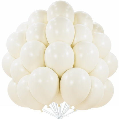 PartyWoo Beige Balloons 50 pcs 12 Inch Cream Ivory White Balloons for Wedding Baby Shower Birthday Bridal Shower Graduation Engagement Easter Anniversary Tea Boho Party Decorations White-Q08