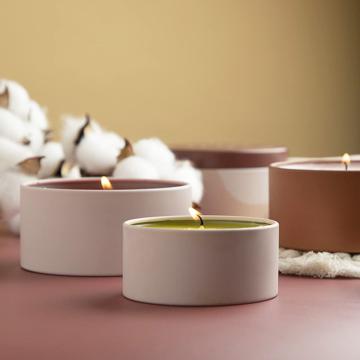 Hearth & Harbor Tin Candle Jars for Making Candles - DIY Candle Containers with Lids - Metal Candle Jars - Bulk Tins Storage for Candle - (24 Pieces) - (8 Ounces) - Solid Peach and Copper