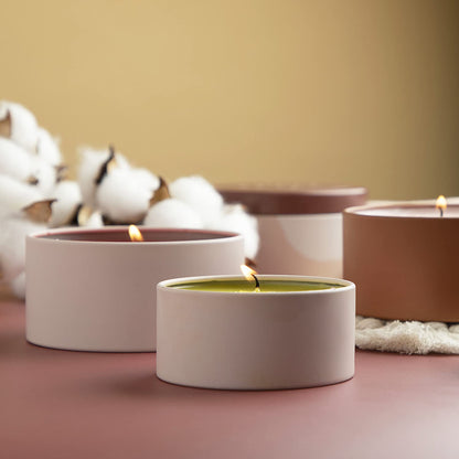 Hearth & Harbor Tin Candle Jars for Making Candles - DIY Candle Containers with Lids - Metal Candle Jars - Bulk Tins Storage for Candle - (24 Pieces) - (8 Ounces) - Solid Peach and Copper